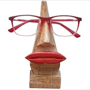 NEW Wooden Nose Shaped Eyeglass Holder